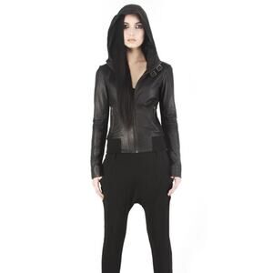 Jan Hilmer X Sparrow Falcon Hoodie Lambskin Moto Jacket Size 6